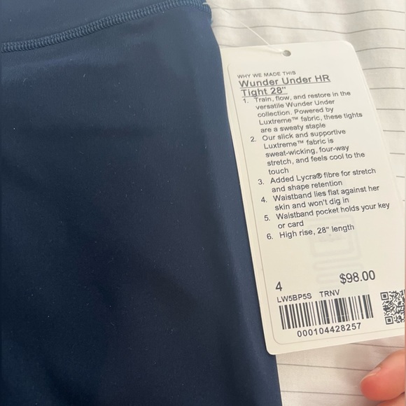 NWT LuLuLemon true navy wonder under high rise “28 inseam size 4 - Picture 7 of 8